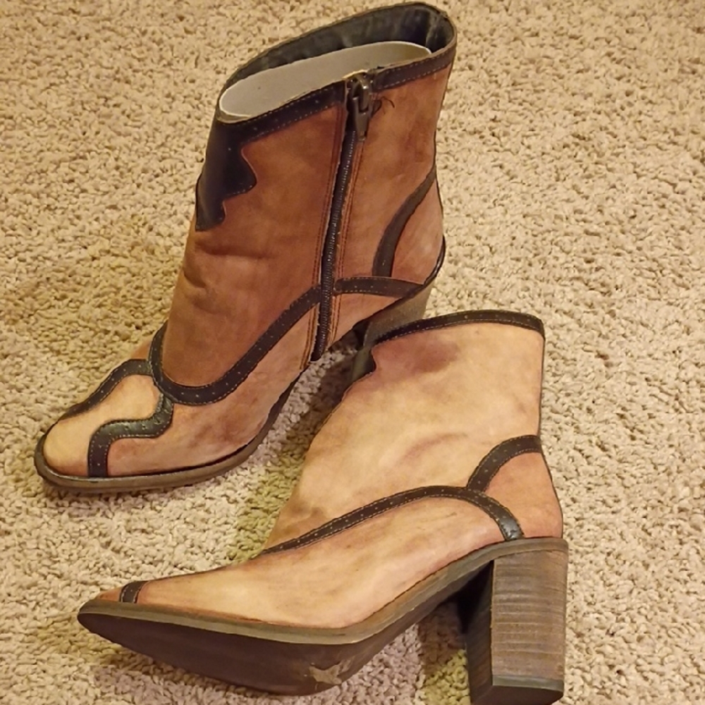 Free People Brown and Black Ankle Booties